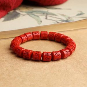 Tibetan Lucky Cinnabar Bracelet Six Famous Words Buddha Mantra