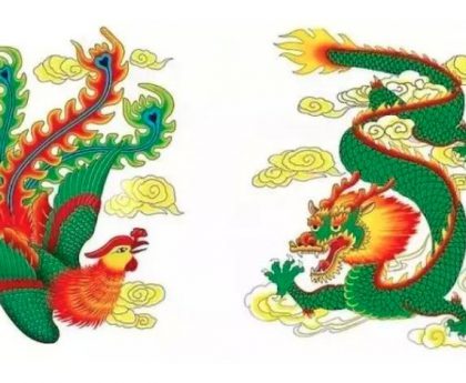 Lucky symbol Chinese Dragon and phoenix