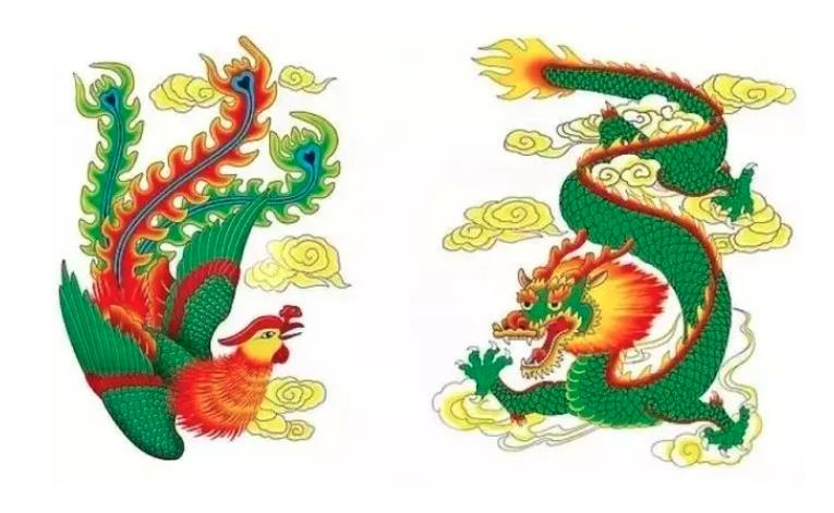 Lucky symbol Chinese Dragon and phoenix