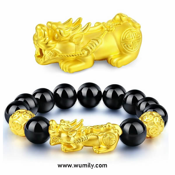 Pixiu Black Obsidian Feng Shui Bracelet