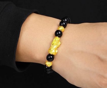 Pixiu Black Obsidian Feng Shui Bracelet