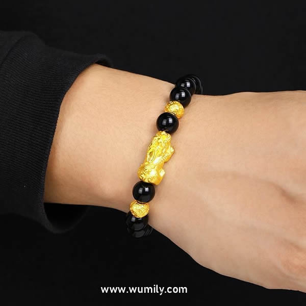 Pixiu Black Obsidian Feng Shui Bracelet